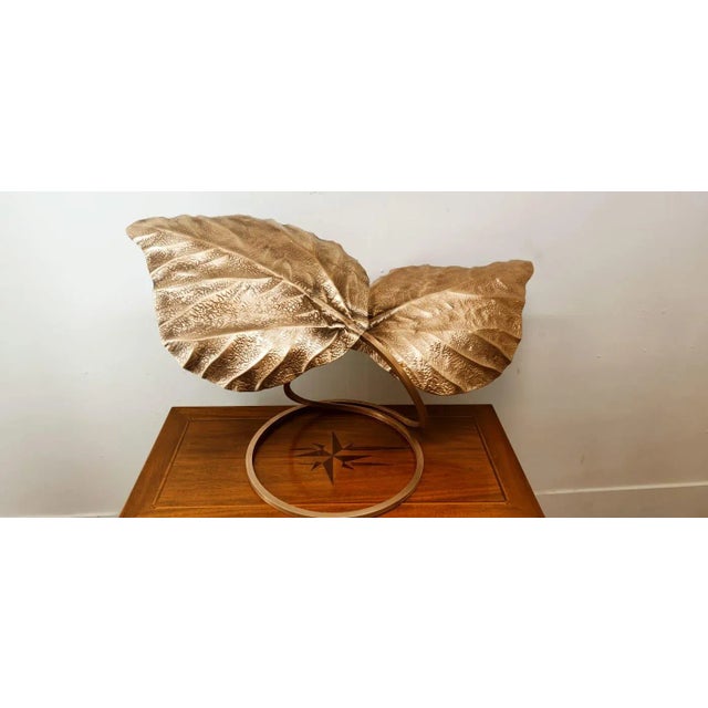 Brass Lamp with Two Leaves by Tommaso Barbi For Sale - Image 12 of 18