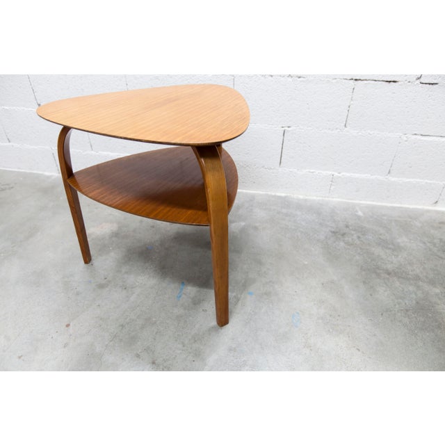 Brown Bow Wood Tripod Pedestal Table by Steiner for Baumann, 1960 For Sale - Image 8 of 9