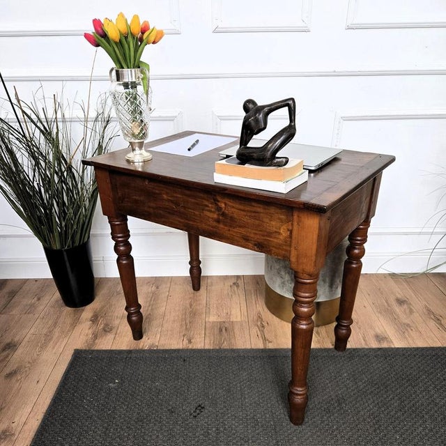 Antique Italian Rustic Walnut Writing Table, 1890s For Sale - Image 6 of 10
