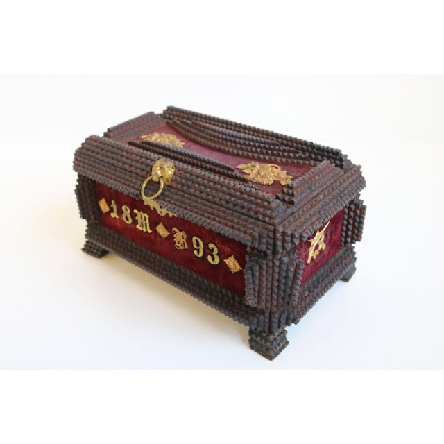 Antique Tramp Jewelry Box in Carved Brass, 1893 For Sale - Image 9 of 12