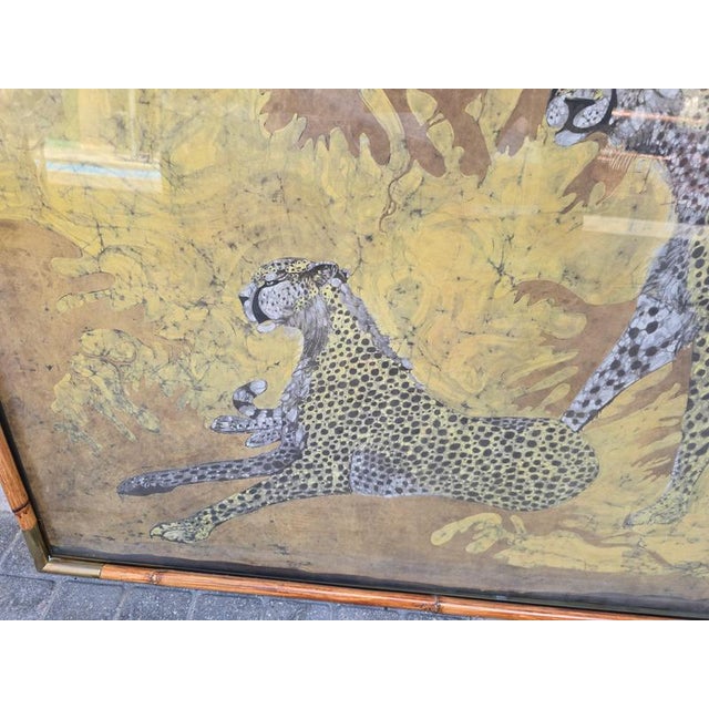 Monumental African Batik Leopard Panels from Babo, 1977, Set of 2 For Sale - Image 6 of 15