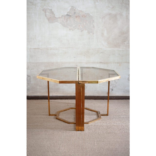 Vintage Glass and Brass Dining Set, 1970s, Set of 6 For Sale - Image 6 of 7