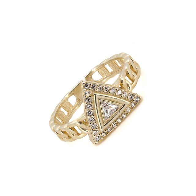 Early 21st Century Gold Vermeil Diamond Ring, Size 8 For Sale - Image 5 of 8