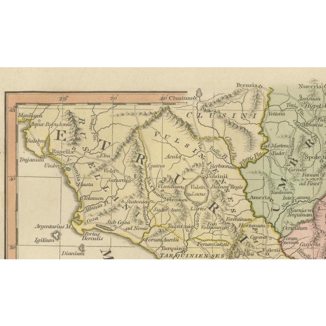 Paper Antique Map of Central Italy and Early Roman Empire by Wilkinson, 1801 For Sale - Image 7 of 12