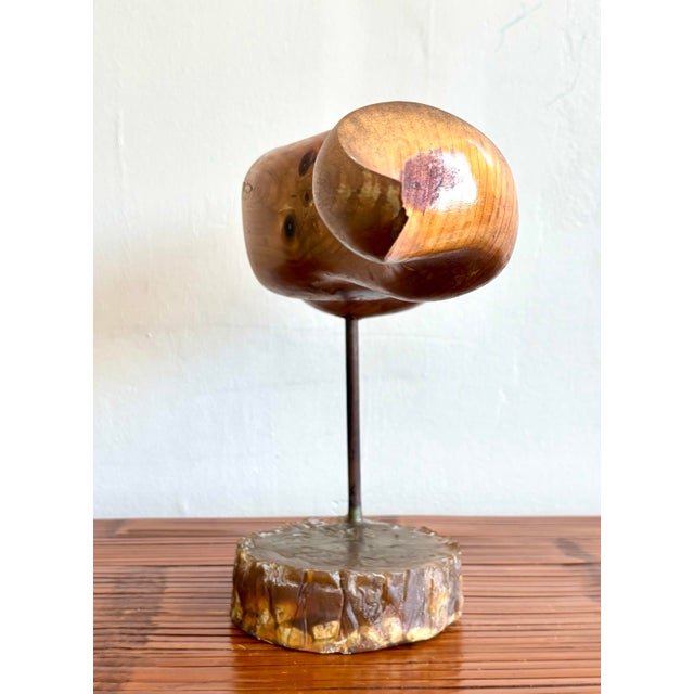 Vintage Boho Carved Wood Sculpture For Sale - Image 4 of 9