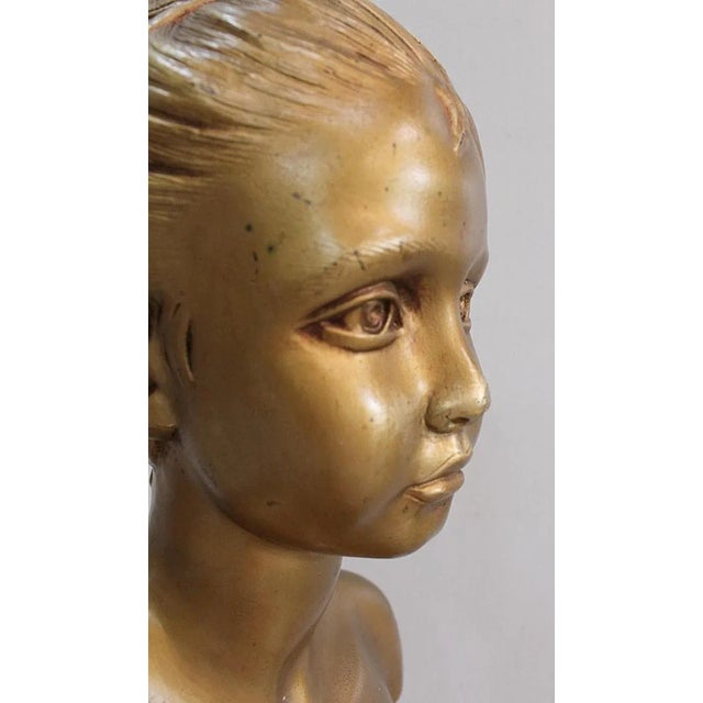Antique Gilded Plaster Twisted Column and Bust of a Girl For Sale - Image 15 of 18