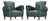 Pair of 20th Century French Art Deco Period Green Club Chairs For Sale