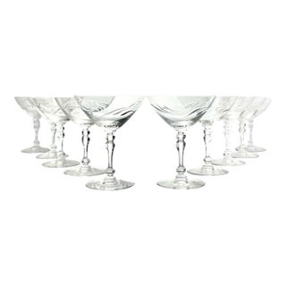 1950s Tiffin Franciscan “Surf” Coupe Champagne Glasses - Set of 10 For Sale
