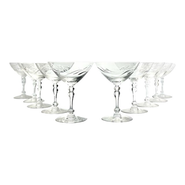 1950s Tiffin Franciscan “Surf” Coupe Champagne Glasses - Set of 10 For Sale
