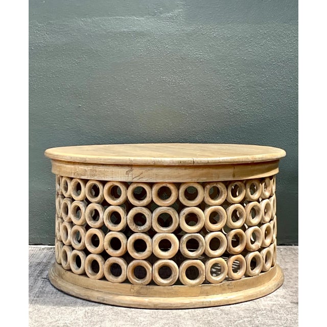 Vintage Wooden Openwork Coffee Table For Sale - Image 4 of 12