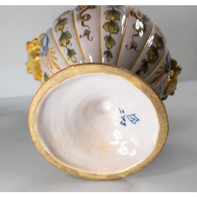 20th Century Renaissance Revival Italian Majolica Maiolica Faience Urn or Vase For Sale - Image 12 of 14