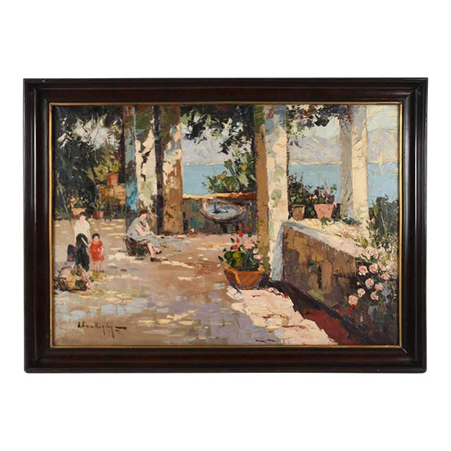Framed Signed "A Coastal Conversation" Oil on Canvas For Sale