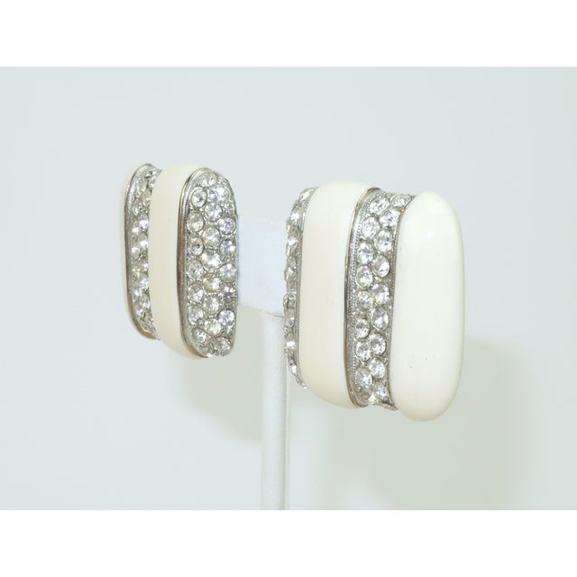 Kenneth Jay Lane Donald Stannard Enamel & Crystal Rhinestone Earrings, 1980's For Sale - Image 4 of 10