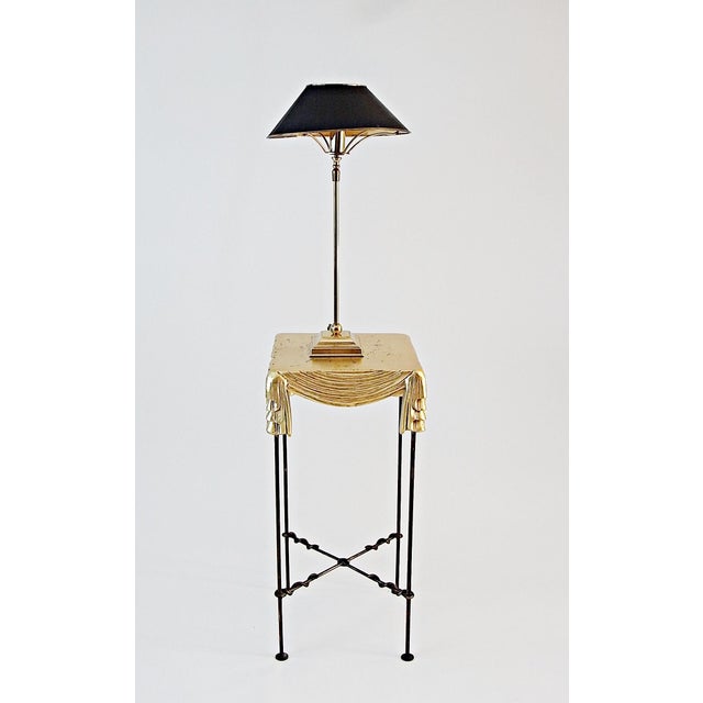 Side Table and Table Lamp in Wrought Iron and Brass, 1990s, Set of 2 For Sale - Image 12 of 12