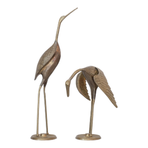 1970s Large Brass Hollywood Regency Crane Pair