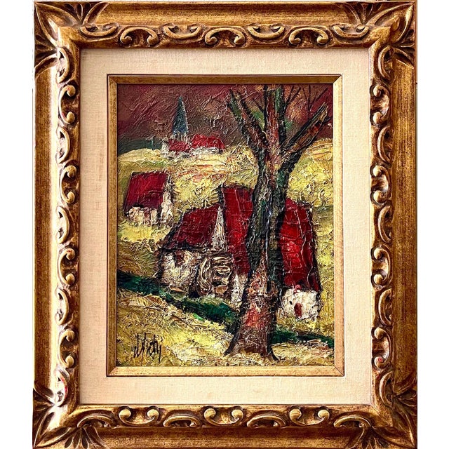 Textile Henri d'Anty, French Modernist Oil Painting Expressionist Village Farm Landscape Ecole Paris For Sale - Image 7 of 8