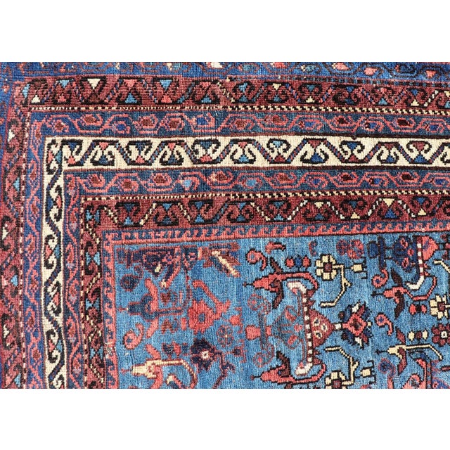 Antique Persian Afshar Rug in Beautiful Blue Background With Tribal Motifs 4'8 X 6'0 For Sale - Image 9 of 11