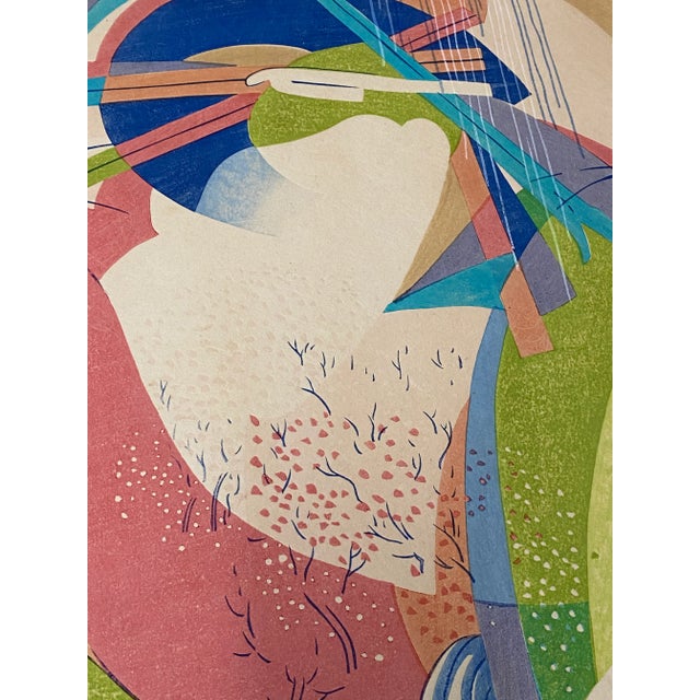 Stanton Macdonald-Wright Woodblock on Laid Paper 1966-67 Departing Spring Hesitates Appears to be an artist proof. The...