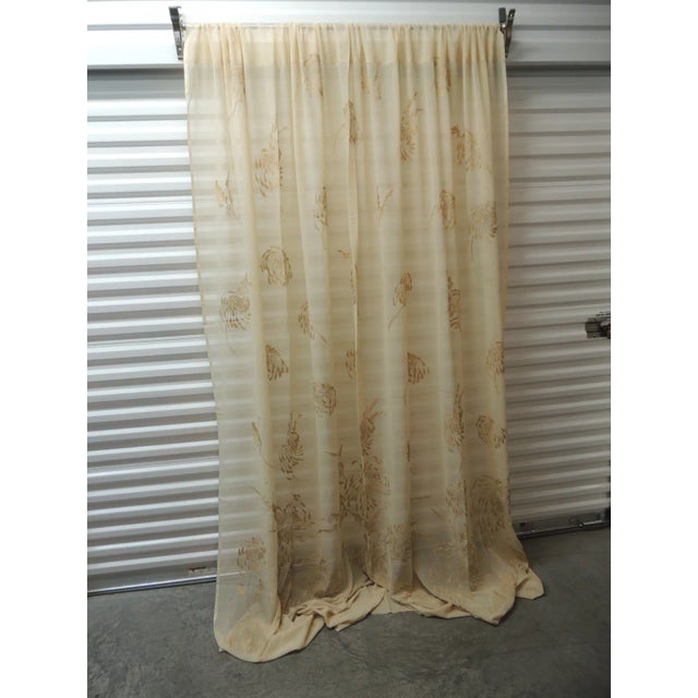 Ecru Sheer Embroidered Ecru Color Curtain Panel For Sale - Image 8 of 8