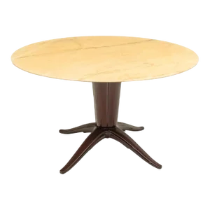 Early 20th Century French Mahogany Art Deco Marble Top Dining Table