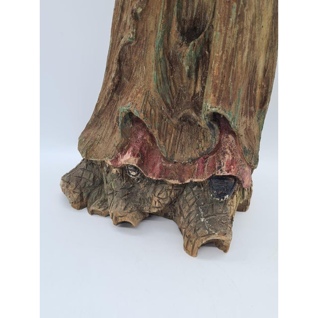 Hand-Carved and Polychromed Wooden Folk Sculpture of the Virgin Mary with Child, Early 20th Century For Sale - Image 11 of 15