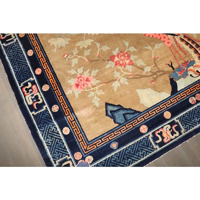 Textile Early 20th Century Zabihi Collection Chinese Batou Pictorial Rug - 5'6" x 7'11" For Sale - Image 7 of 10