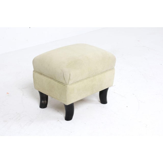 Cream Suede & Ox Horn Ottoman For Sale - Image 8 of 9