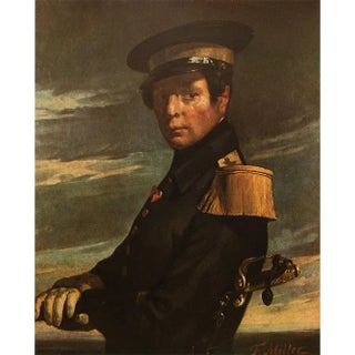 1940s After Jean-Francois Millet "Portrait of a Naval Officer" First Edition Swiss Lithograph For Sale