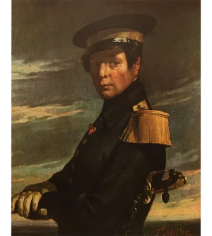 1940s After Jean-Francois Millet "Portrait of a Naval Officer" First Edition Swiss Lithograph