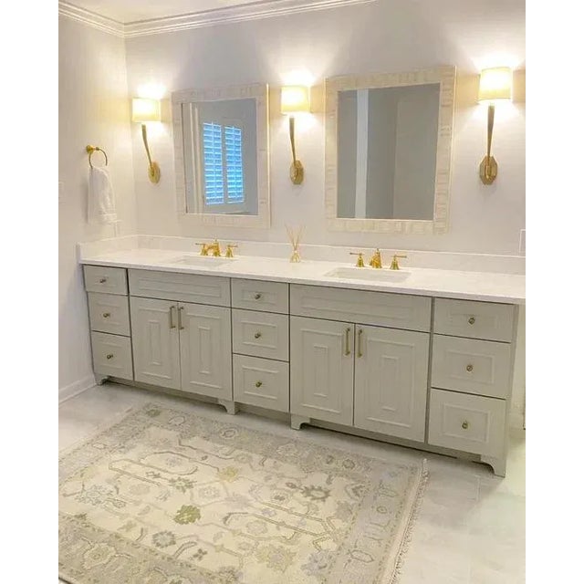 Modern Handknotted Oushak Rug in Muted Sage & Sky Blue, 8' x 10' For Sale In San Antonio - Image 6 of 7