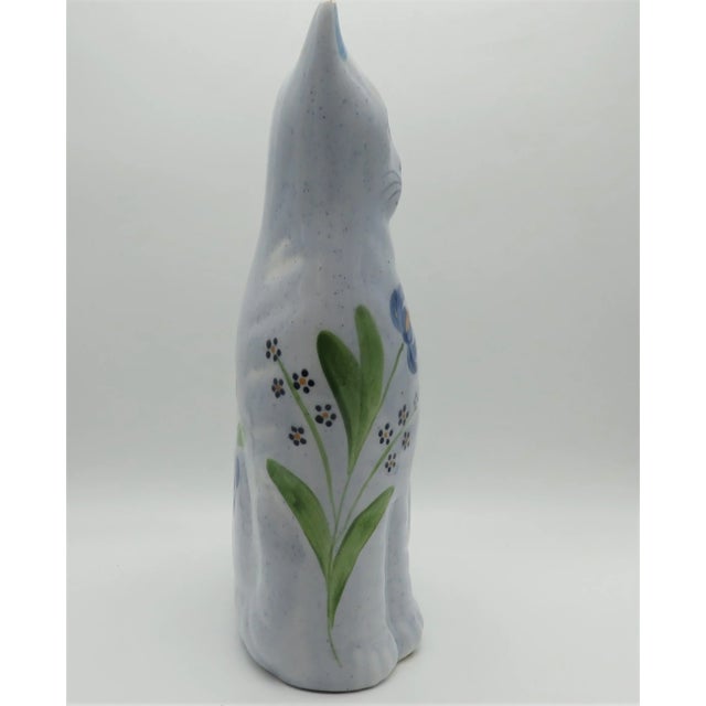Folk Art Late 20th Century N. S. Gustin Folk Art Cat Hand-Painted Glazed Figurine For Sale - Image 3 of 12