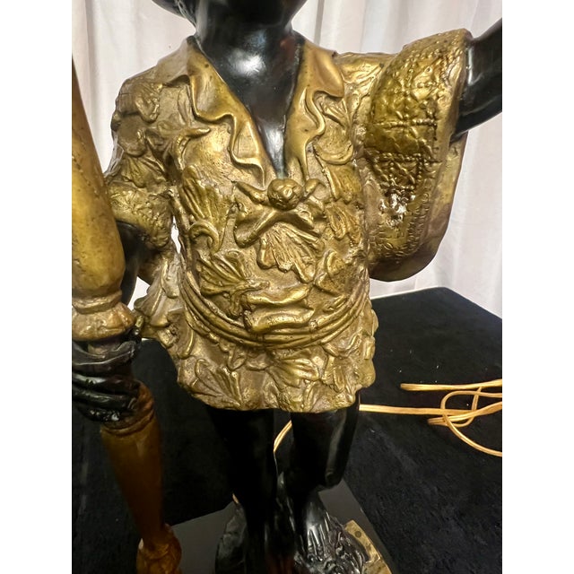 Metal Mid 20th Century Maitland-Smith Egyptian Style Figural Sculpture Bronze Lamp For Sale - Image 7 of 17