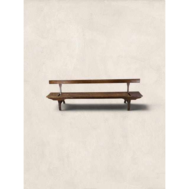 Late 19th Century Antique English Long Pine Tram Bench, 9 Feet Long For Sale - Image 4 of 9