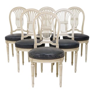 Louis XVI Style Painted Dining Chairs - Set of Six For Sale