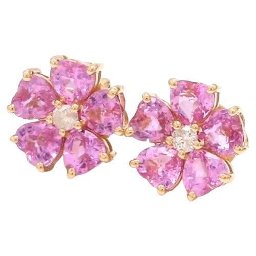 Early 21st Century 3.64 Cts Natural pink sapphire earrings in 14k gold For Sale - Image 5 of 18