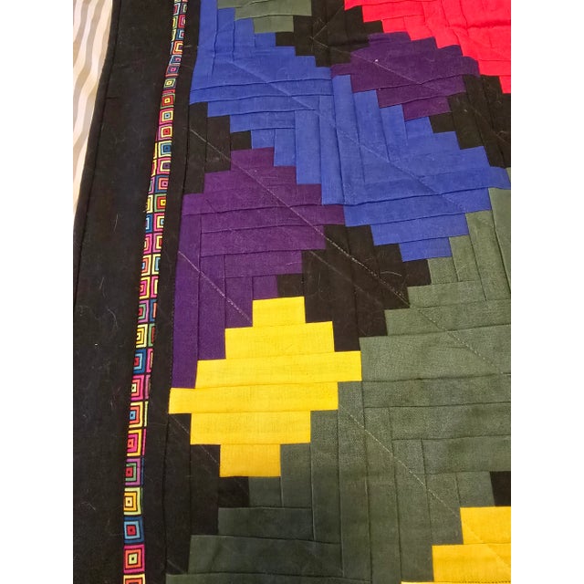 Abstract Vintage Handmade Quilt Wall Hanging For Sale - Image 3 of 6