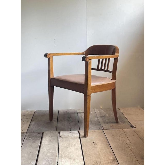 Brown Swiss Art Deco Armchair with Brown Leather Seat, 1930s For Sale - Image 8 of 10