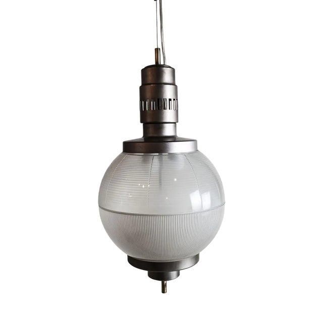 Chromed Satin Aluminum Suspension Lamp by Sergio Mazza, 1960s For Sale