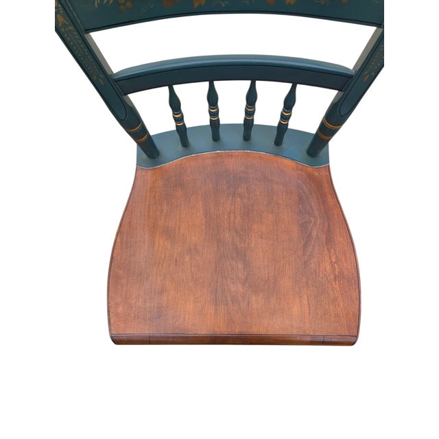 Pair of Vintage L Hitchcock Plank Bottom Dining Side Chairs Paint Decorated For Sale In Philadelphia - Image 6 of 16