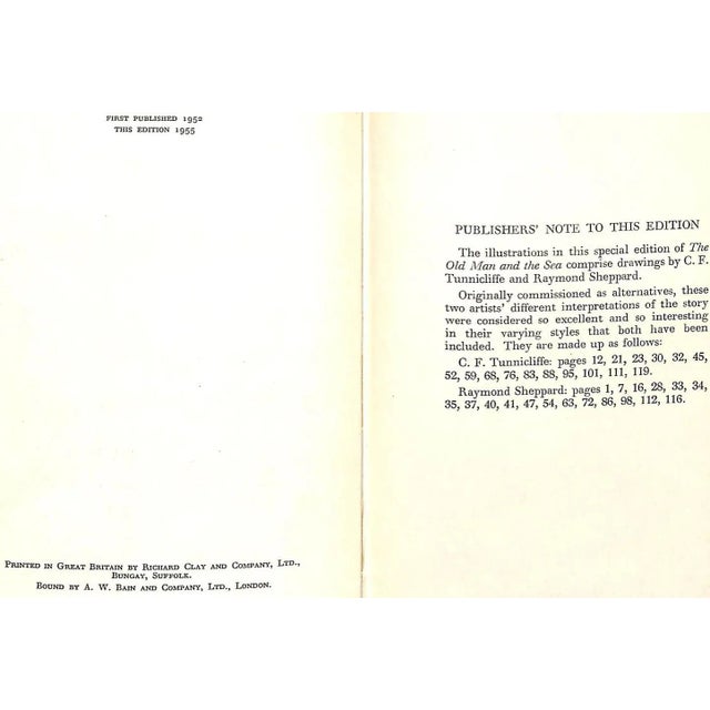 UK Ed by Ernest Hemingway 117 pp. 8.75" x 6.25" 1955 Jonathan Cape w/ Illustrations by C. F. Tunnicliffe & Raymond Sheppard