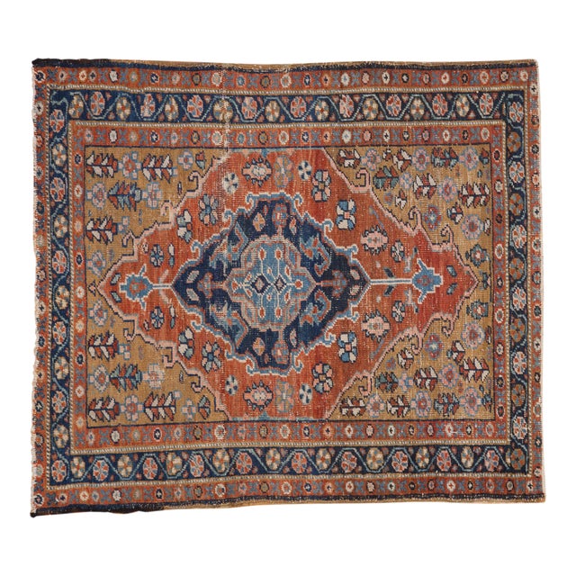 Vintage Heriz Square Rug - 3'7" x 4' For Sale
