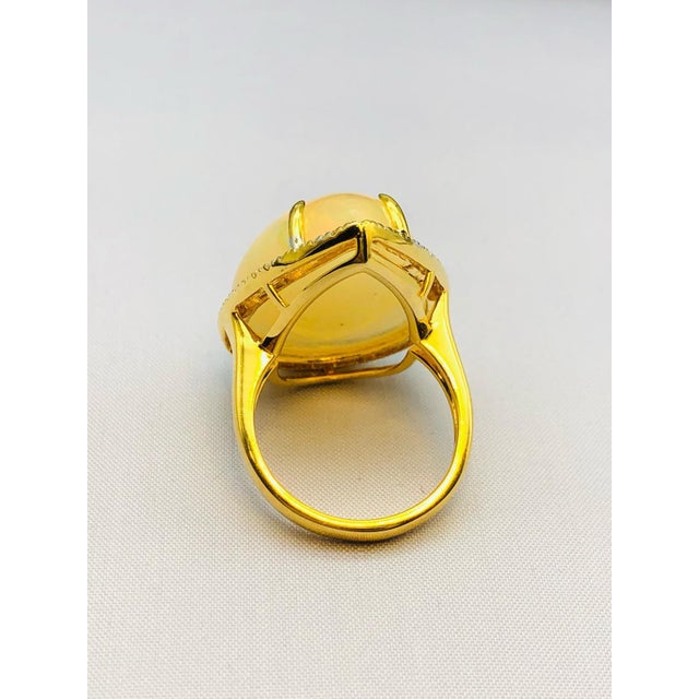 Bochic “Orient” Natural Diamond & Fire Opal Ring Set In 18K Gold & Silver Natural Pear Shape Fire Opal - 14.50 Carat...