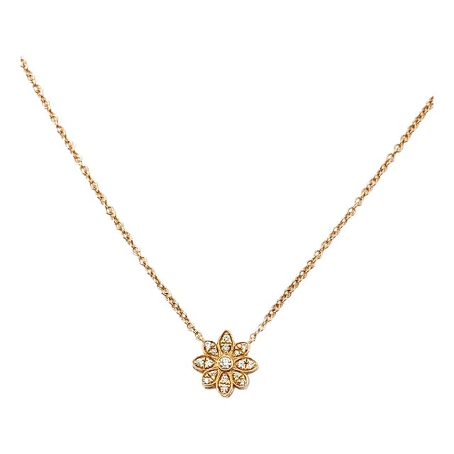 Tiffany & Co. Enchant Diamond 18k Rose Gold Flower Pendant Necklace For Sale