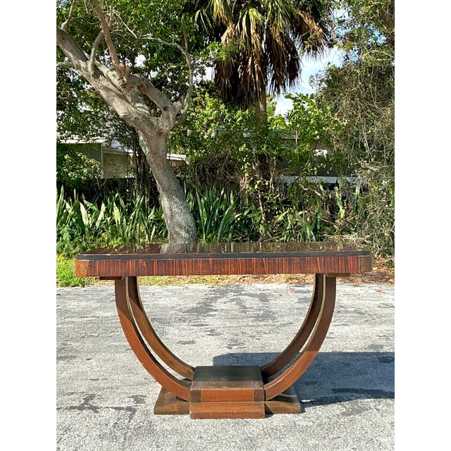 Vintage Deco Zebrawood Center Hall Table For Sale In West Palm - Image 6 of 11