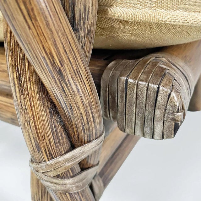 Mid-Century Modern American Rattan and Beige Floreal Fabric Sofa attributed to McGuire, 1970s For Sale - Image 13 of 18