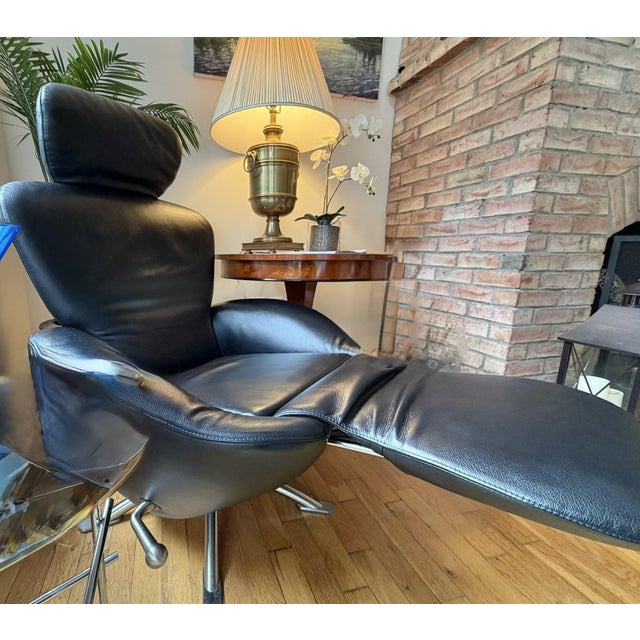Black Leather Swivel Recliner Lounge Chair by Toshiyuki Kita for Cassina, Made in Italy For Sale - Image 17 of 18