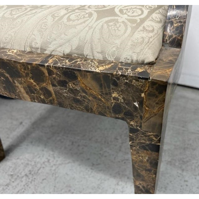 Brown Hollywood Regency Tessellated Stone Writing Desk & Matching Klismos Chair Used in "Angel" & "Pam & Tommy" For Sale - Image 8 of 10