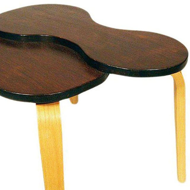Wood 1960s Jens Risom Style Two-Tone Stepped Biomorphic Bent Plywood & Mahogany Side Table For Sale - Image 7 of 7