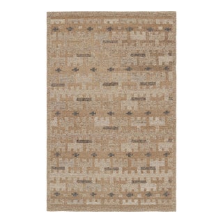 Rug & Kilim’s Scandinavian Style Rug in Beige-Brown Geometric Patterns - 6x9 For Sale