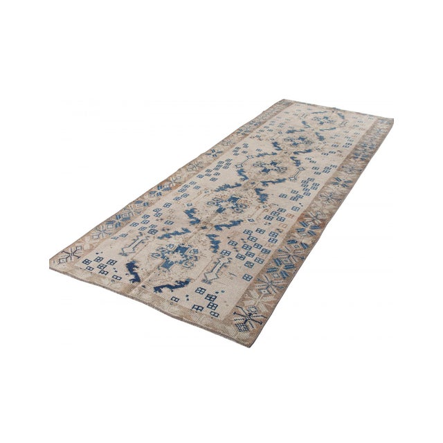 Mid-Century Modern Decorative Vintage Turkish Kars Wool Rug - 4`5" X 11`0" For Sale - Image 3 of 6